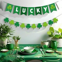 Banner Green St Patricks Day Decorations 1 inch x 1 inch, style.2