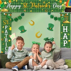 3 PCS St. Patrick’s Day Banner Decorations Happy St. Patrick’s Day Fence Banner