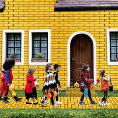 1 Pcs 4.5 x 9 Feet Yellow Brick Road Floor Runner for Wizard Oz Party Decoration