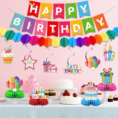 Colorful Rainbow Birthday Party Decorations Kit, Banner, Spiral Decorations, Hon