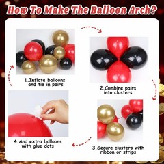 Casino Balloon Arch Garland Kit with Red Black and Gold Balloons Dice Boxes R…