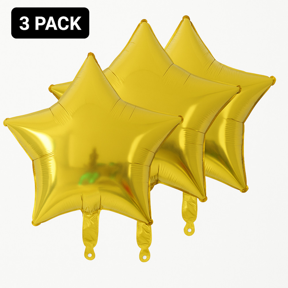 Gold Star Foil Balloons 3 Pack Party Decor Balloons