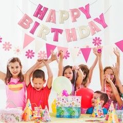 Felt Birthday Decorations, NO DIY, Pre-Strung 3D Felt Happy Birthday Banner w…