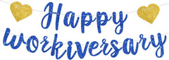 Rose Gold Glitte Happy Workiversary Banner – NO DIY -Rose Gold Work Anniversary