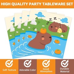 96Pcs Capybara Party Supplies Plates Napkins Decor Dinnerware Animal Theme fo…