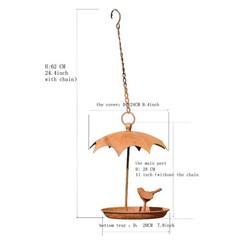 Metal Bird House Feeder Rust Finish Wall Mount for Garden Porch Backyard