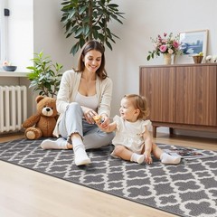U’Artlines Runner Rug for Hallway 2×6feet Non Slip Kitchen 2′ x 6′, Grey
