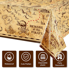 12 Pieces Pirate Tablecloth for Party Decor – 54 X 108 Inches Pirate Treasure Ma