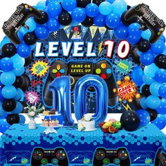90PCS 10th Video Game Party Decorations for Boys – Blue 10th Video Game Backd…