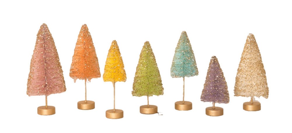 Bethany Lowe Pastel Mini Bottle Brush Trees S7
