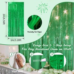 Shamrock Green Party Decorations, 2 Pack Foil 3.28 ft x 6.56 ft,