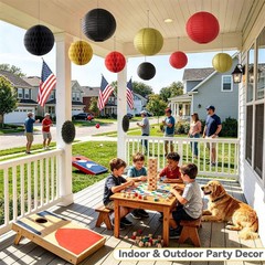 14 Pack Red Black and Gold Party Decorations Kit, Hanging