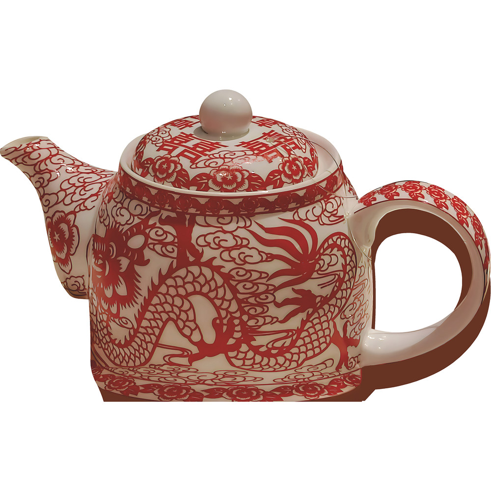SP13221 Chinese Text Red Tea Pot Cardboard Cutout Standee Standup Cardboard Cuto