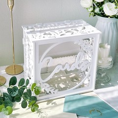 OurWarm Wedding Card Box for Reception, PVC Gift Holder PVC, White