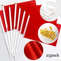 25 Pack Solid Red Flags Small Mini Red DIY Graffiti Flags on Stick,Party Decorat