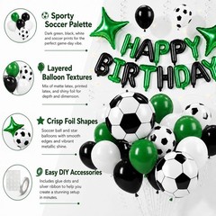 Soccer Birthday Party Decorations, Happy Birthday Banner with Green Black Whi…