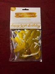 Happy 30th Birthday Foil Banner Gold – 12 feet
