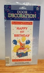 Boy or Girl Happy 1st Birthday Plastic reusable Door Party Decoration NOS
