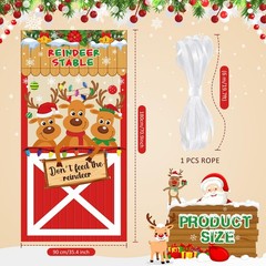 Reindeer Stable Door Cover Banner 70.9 x 35.4 Inch Christmas Holiday Door Dec…