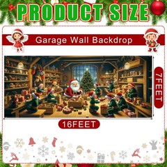Tingjoo 7 x 16 ft Christmas Garage Door Cover Banner Christmas Garage Door De…