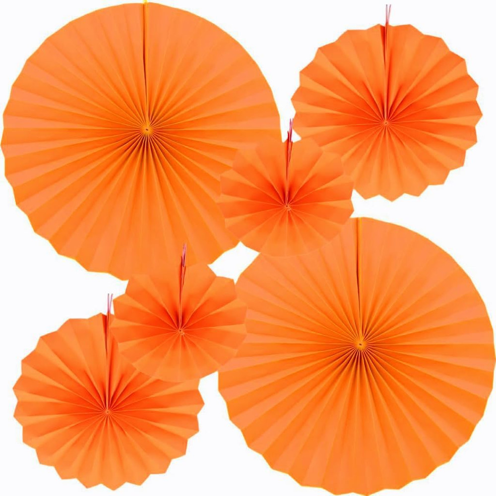 Orange Paper Fans Party Decoration Hanging Paper Fan Flowers Kids round Pattern