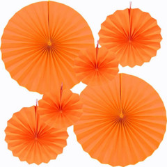 Orange Paper Fans Party Decoration Hanging Paper Fan Flowers Kids round Pattern
