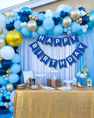 Navy Blue Happy Birthday Banner Nautical Theme 13Pcs | Boys Birthday Party Suppl