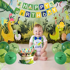Dinosaur Birthday Party Supplies,104 Pcs Set,Balloons,Banner,Tablecloth,Stickers