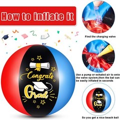 Leitee 20 Pieces Inflatable Graduation Beach Balls Class of 2024 Pool Ball