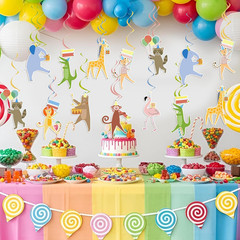 60Pcs Animal Parade Party Hanging Swirls Safari Themed Birthday Decor Zoo Wild A