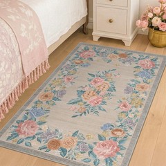 Rose Floral Washable Entryway Rug 3×5, Non Slip Indoor Floor Door Mat – Pa