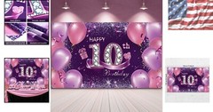 Durable Polyester 10th Birthday Banner – 72.8 x 43.3 Inch Chic Decor for Parties