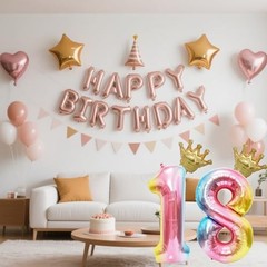 40 Inch Rainbow Balloon with Crown- Giant Gradient Foil Balloon for Number 1