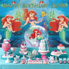 Ariel Princess Personalised Custom Banner Backdrop Party Supplies Birthday Gift