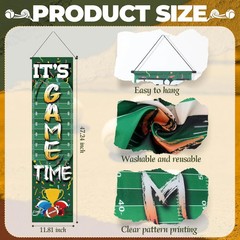 4 Pack Football Field Backdrop Banner Decorations with Welcome 47.24″ x