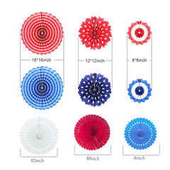 Party Decorations Set – Stars Stripe, Hanging Paper Fans, Pinwheel, Paper Stream