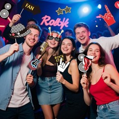 Rockstar-Themed 18 Pcs Party Props – Perfect for Celebrations and Photo Booths
