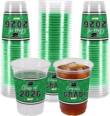50Pcs Graduation Decorations 2026 Disposable Graduation Cups Congrats Grad Class