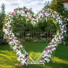 Heavy Duty Heart Wedding Arch Dual Support Flower Balloon Backdrop Stand Decor