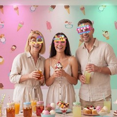 32 PCS Ice Cream Party Decorations Eyeglasses Paper Photo Booth Props Decor