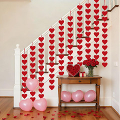 100 Hearts Felt Valentines Garland Valentines Day Decorations 4 Pack (Each 10Ft)