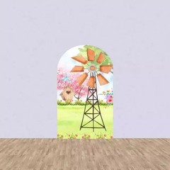 Farm Arch Backdrop Cover Barn Animals Cow Windmill Background Party Decorations