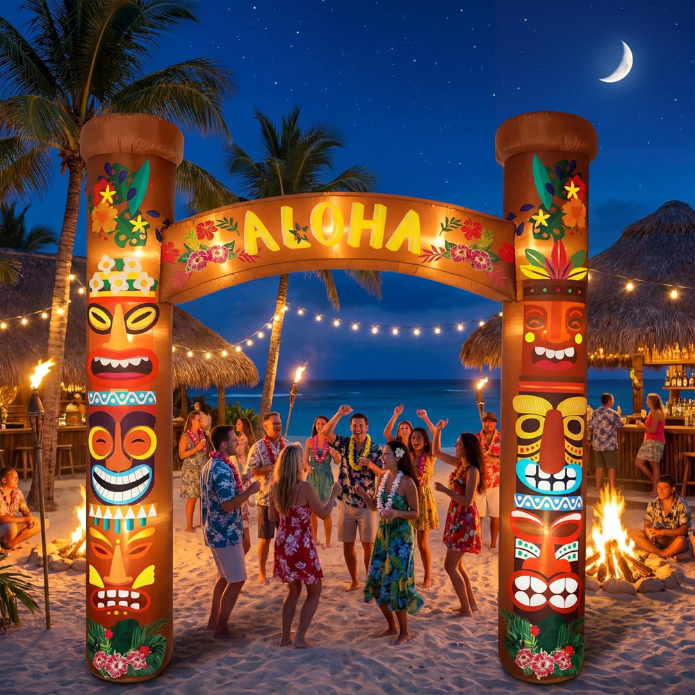 8.5 Ft Tiki Inflatables Hawaiian Luau Party Decorations Summer Tropical Inflatab