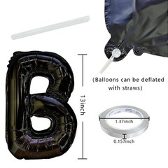 Black Happy Birthday Balloon Banner Set -16 Inch Foil Letters Balloons, Reusa…