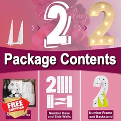 Light up Numbers 2, 3FT Giant Marquee Numbers for 2nd 21st Birthday Decoratio…