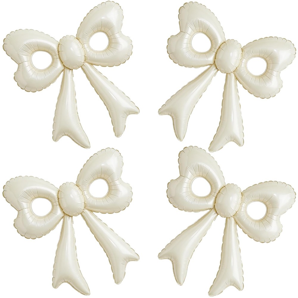 4 Pcs Cream Bow Balloons, 31”Huge Beige Bow Aluminum Foil Balloons for , Baby…