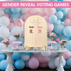 Boots or Bows Gender Reveal Decorations Baby Shower Wooden Voting Board with Sta
