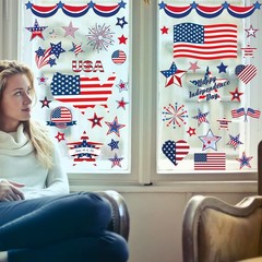 Patriotic Window Clings USA Independence Memorial Day Decor