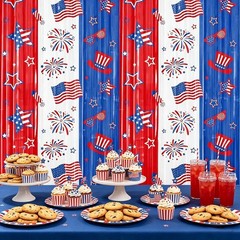 Sturdy 3.3ft x 6.6ft Patriotic Foil Fringe for Memorial Day & Independence Day