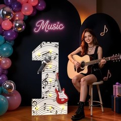 Music Theme 1st Birthday Decorations, Musical Party Decor Light Up Number 1